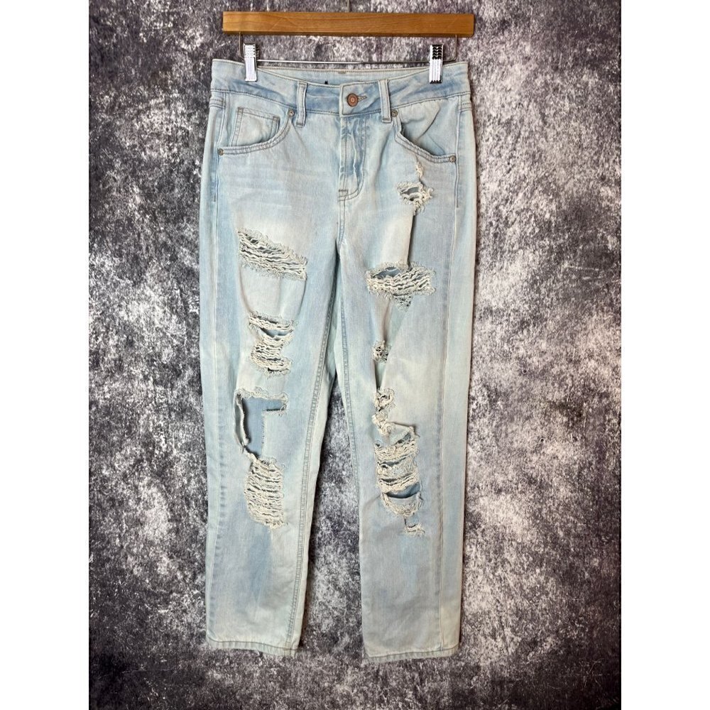Sincerely Jules Jeans womens 1‎ / 25 Blue Deconstructed Straight High Rise Retro